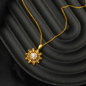 Lotus Çiçeği 22 Ayar Altın Kolye - 5
