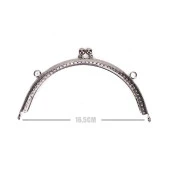 Oval Delikli Vintage Metal Çanta Bursu 16.5 CM Gümüş - 1