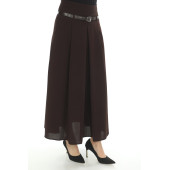 SORALLİNE KADIN ETEK ETAMİN DESEN 95 CM BOYUNDA BAHARLIK 755 KAHVE - 2