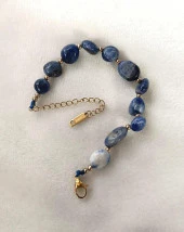 Bileklik Doğal Sodalit Taşı 316L Kararmaz Çelik Hakiki Boncuklu Kadın Erkek Bilezik - 4