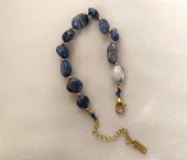 Bileklik Doğal Sodalit Taşı 316L Kararmaz Çelik Hakiki Boncuklu Kadın Erkek Bilezik - 8