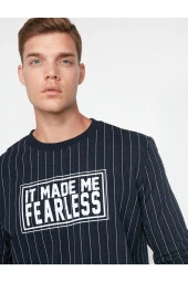 Erkek Lacivert Yazılı Baskılı T-Shirt thumbnail 1