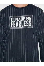 Erkek Lacivert Yazılı Baskılı T-Shirt thumbnail 5