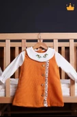 Babyhola Şık Yakası Çiçek Nakışlı Kız Bebek Çocuk Bayramlık Elbise 2337 - 1
