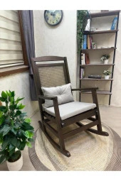 Asedia Veranda Ceviz Kreml Minderli Hasırlı Sallanan Sandalye Hazeranlı Dinlenme Koltuğu thumbnail 2