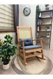 Asedia Veranda Naturel Antrasit Minderli Hasırlı Sallanan Sandalye Hazeranlı Dinlenme Koltuğu thumbnail 1