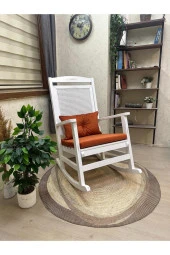 Asedia Veranda Lake Turuncu Minderli Hasırlı Sallanan Sandalye Hazeranlı Dinlenme Koltuğu thumbnail 1