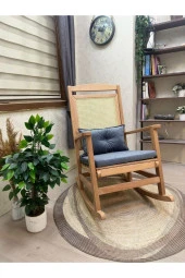 Asedia Veranda Naturel Antrasit Minderli Hasırlı Sallanan Sandalye Hazeranlı Dinlenme Koltuğu thumbnail 2