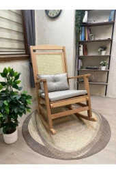 Asedia Veranda Naturel Vizon Minderli Hasırlı Sallanan Sandalye Hazeranlı Dinlenme Koltuğu thumbnail 1