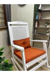 Asedia Veranda Lake Turuncu Minderli Hasırlı Sallanan Sandalye Hazeranlı Dinlenme Koltuğu thumbnail 3