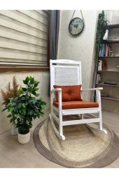 Asedia Veranda Lake Turuncu Minderli Hasırlı Sallanan Sandalye Hazeranlı Dinlenme Koltuğu thumbnail 4