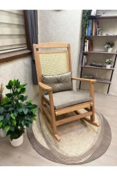 Asedia Veranda Naturel Vizon Minderli Hasırlı Sallanan Sandalye Hazeranlı Dinlenme Koltuğu thumbnail 2