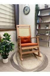 Asedia Veranda Naturel Turuncu Minderli Hasırlı Sallanan Sandalye Hazeranlı Dinlenme Koltuğu thumbnail 2