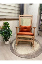 Asedia Veranda Naturel Turuncu Minderli Hasırlı Sallanan Sandalye Hazeranlı Dinlenme Koltuğu thumbnail 3