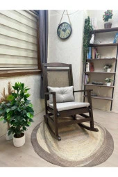 Asedia Veranda Ceviz Kreml Minderli Hasırlı Sallanan Sandalye Hazeranlı Dinlenme Koltuğu thumbnail 3