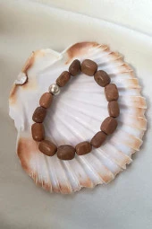 Bileklik Doğal Taşı Lastikli Kadın Erkek Bilezik Kahverengi Takı - 1