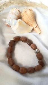 Bileklik Doğal Taşı Lastikli Kadın Erkek Bilezik Kahverengi Takı - 2