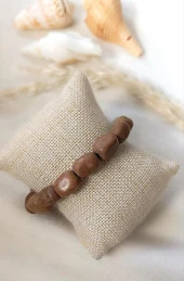 Bileklik Doğal Taşı Lastikli Kadın Erkek Bilezik Kahverengi Takı - 3