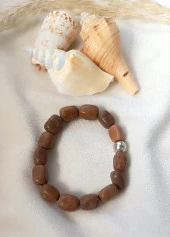 Bileklik Doğal Taşı Lastikli Kadın Erkek Bilezik Kahverengi Takı - 5