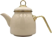 Emaye Çaydanlık Çay Seti Yılbaşı Çaycı Fildişi - 3