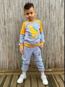 Dinozor Motif İkiiplik Kumaş Çocuk Eşofman MNK0564 - 1