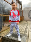 Dinozor Motif İkiiplik Kumaş Çocuk Eşofman MNK0564 - 3