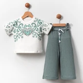 Fitilli Örme Pantolonlu Baskılı Kız Çocuk Takım MNK2120 thumbnail 4