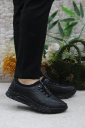 Mehmet Mete 1980 Siyah Anatomik Hakiki Deri Esnek Kauçuk Taban Erkek Ayakkabı thumbnail 1