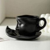 Kupa Bardak Yüz Desenli Bardak Siyah - 1