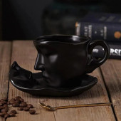 Kupa Bardak Yüz Desenli Bardak Siyah - 3