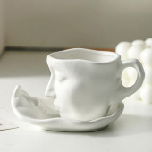 Kupa Bardak Yüz Desenli Bardak Beyaz - 1