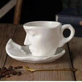 Kupa Bardak Yüz Desenli Bardak Beyaz - 3