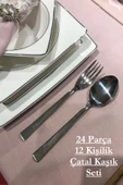 24 Parça 12 Kişilik Düz Model Çatal Kaşık Seti thumbnail 1