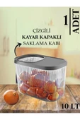 1 Adet Gri 10 Litre Erzak Bakliyat Saklama Kabı-Kayar Kapaklı Deterjan Tablet Saklama Kutusu - 1