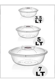 Mrd230 Şeffaf 3'lü Kapaklı Hamur Leğen Seti Plastik Set 3.5 – 5 ve 7 Lt - 3