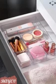 6 Parça Lv216 Çekmece Içi Düzenleyici Banyo Makyaj Organizer Takı Kutusu Modüler Peçetelik Kalemlik thumbnail 4
