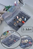 5 Adet Füme 18 Bölmeli Avantajlı Takı Aksesuar Saklama Kutusu - DDLC-902 thumbnail 1