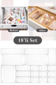 18 Parça Banyo Mutfak Çekmece Içi Düzenleyici Lv 216 (X3) Set Takı Makyaj Kutusu Kalemlik Kaşıklık - 3