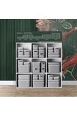 3'lü Gri Storage Kapaklı Kutu Seti (21 LT - 13 LT - 6,8 LT) Dolap Düzenleyici Organizer Saklama Kabı - 2