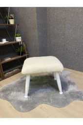 Asedia Trend Lake Teddy Krem Ahşap Ayak Uzatma Pufu Makyaj Koltuğu Bench Tabure thumbnail 1