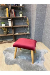 Asedia Trend Naturel Bordo Ahşap Ayak Uzatma Pufu Makyaj Koltuğu Bench Tabure - 2