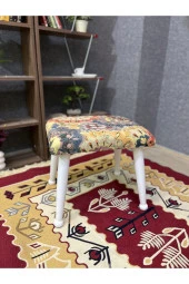 Asedia Trend Lake Çiçekli Ahşap Ayak Uzatma Pufu Makyaj Koltuğu Bench Tabure thumbnail 1