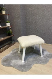 Asedia Trend Lake Teddy Krem Ahşap Ayak Uzatma Pufu Makyaj Koltuğu Bench Tabure thumbnail 2
