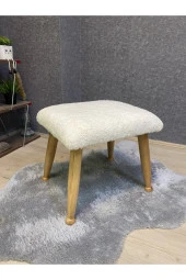 Asedia Trend Naturel Teddy Krem Ahşap Ayak Uzatma Pufu Makyaj Koltuğu Bench Tabure thumbnail 2