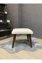 Asedia Trend Ceviz Teddy Krem Ahşap Ayak Uzatma Pufu Makyaj Koltuğu Bench Tabure thumbnail 2