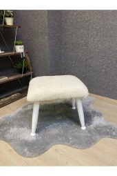Asedia Trend Lake Teddy Krem Ahşap Ayak Uzatma Pufu Makyaj Koltuğu Bench Tabure thumbnail 3