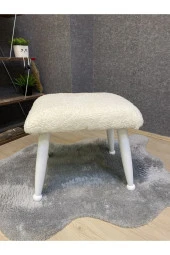 Asedia Trend Lake Teddy Krem Ahşap Ayak Uzatma Pufu Makyaj Koltuğu Bench Tabure thumbnail 4