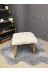 Asedia Trend Naturel Teddy Krem Ahşap Ayak Uzatma Pufu Makyaj Koltuğu Bench Tabure thumbnail 3
