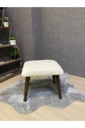 Asedia Trend Ceviz Teddy Krem Ahşap Ayak Uzatma Pufu Makyaj Koltuğu Bench Tabure thumbnail 4