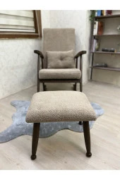 Asedia Trend Ceviz Teddy Kahve Ahşap Ayak Uzatma Pufu Makyaj Koltuğu Bench Tabure - 3